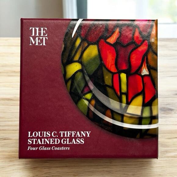 The Met Louis C. Tiffany Stained Glass Luminous Coasters Set of 4 - Picture 2 of 8